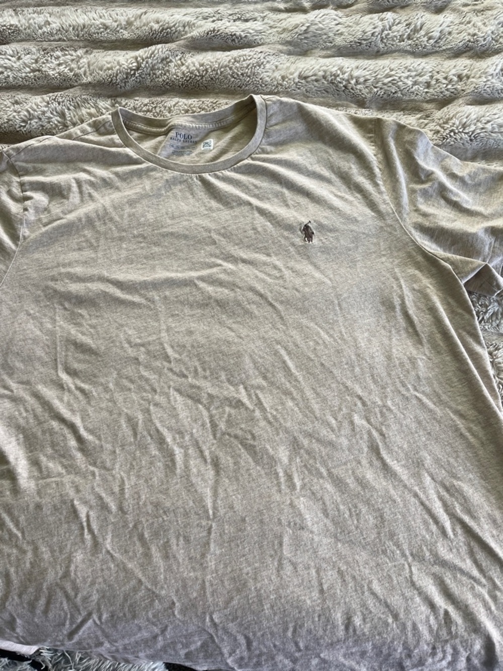 XXL light brown polo TShirt, dark brown embroidered polo horse and rider
